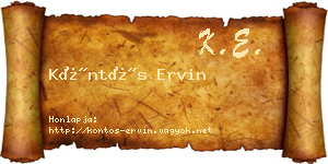 Köntös Ervin névjegykártya